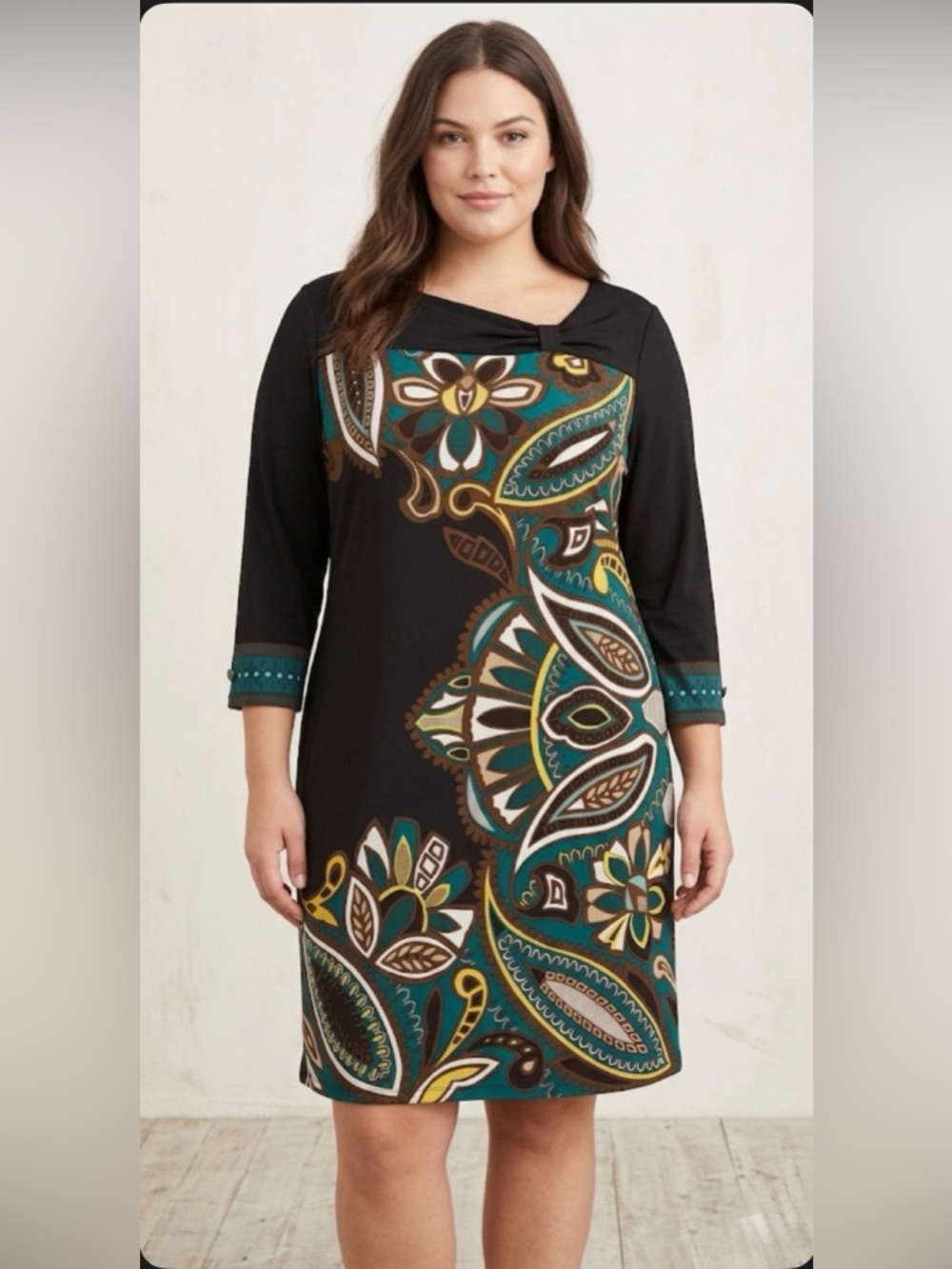 INC International Concepts Paisley Knot-Neck Sheath Dress - 1X